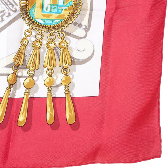 HERMES SCARF 90 "Mexique" Red, White 100% Silk Scarf 90cm Square EUC - Picture 4 of 16